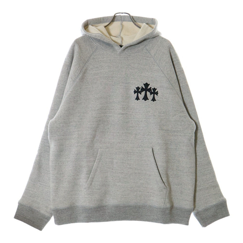CHROME HEARTS(クロムハーツ) 7-11 HD PLVR SWTSHRT セメタリークロスパッチ バックCHロゴ クロスフェルト刺繍 プルオーバーパーカー グレー