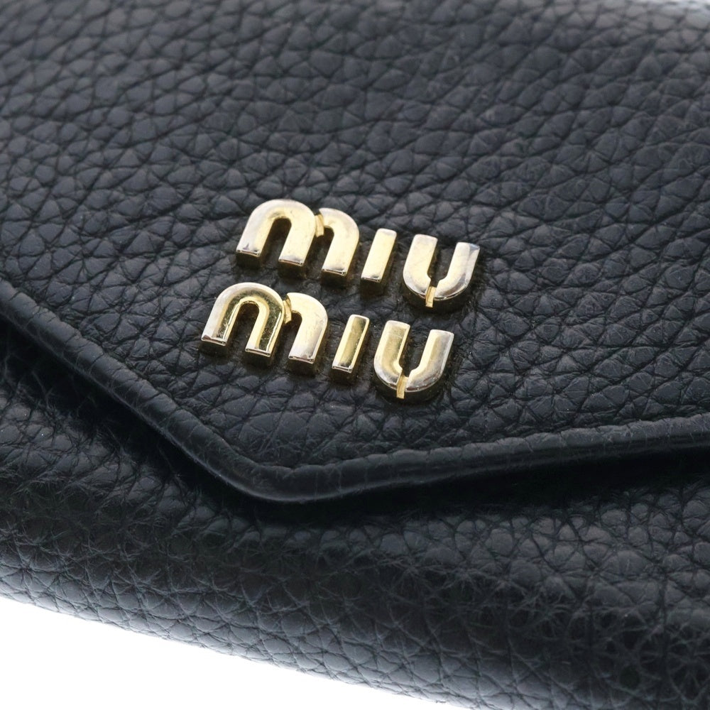 miumiu(ミュウミュウ) ロゴ ヴィッテロダイロレザー 三つ折り財布 ブラック レディース