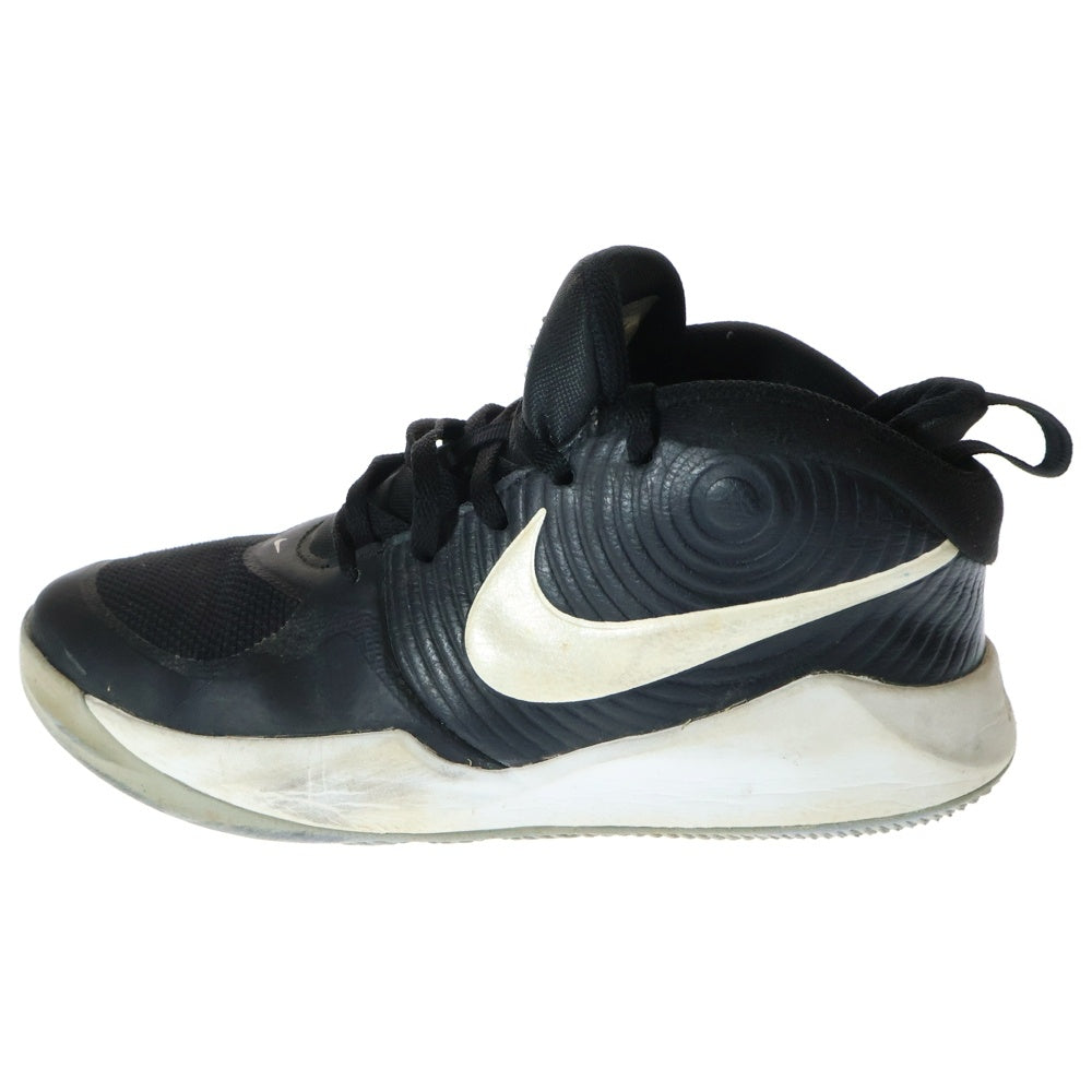 NIKE(ナイキ) Team Hustle メッシュハイカットスニーカー ブラック/ホワイト レディース AQ4224-009 US6Y/24cm