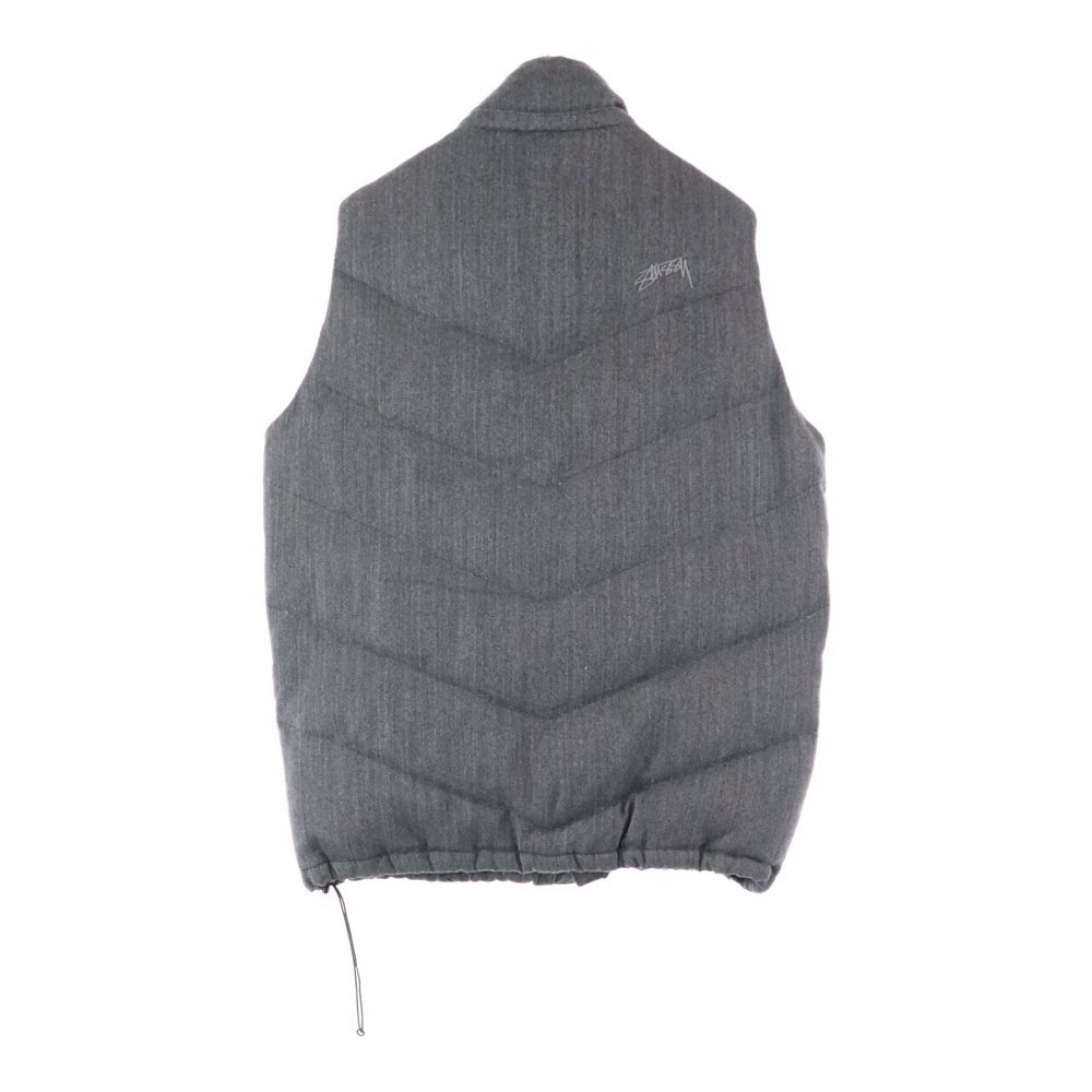 STUSSY(ステューシー) ロゴ刺繍 パッチ付き ダウンベスト グレー