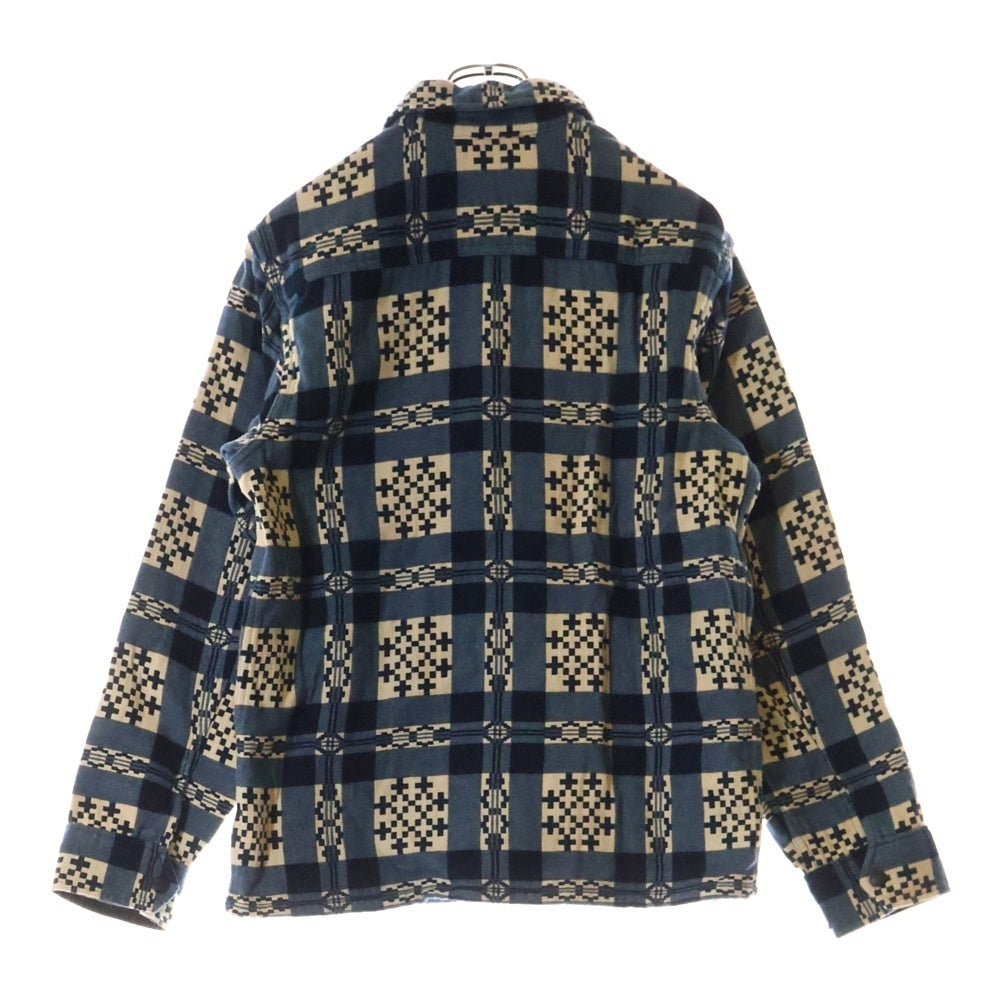 RRL(ダブルアールエル) BROWN BEAR OVER SHIRT パターン ジャカード オーバーシャツ 長袖シャツ ブルー