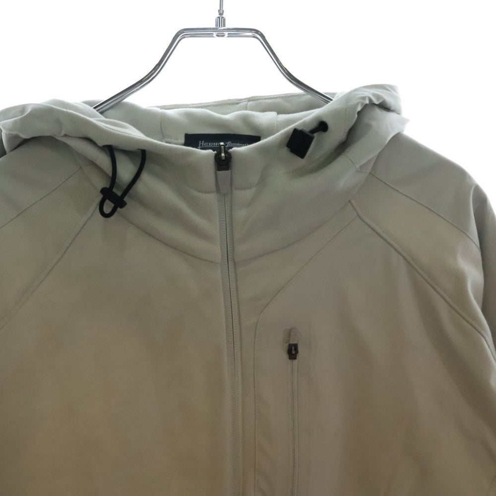 HERNO(ヘルノ) LAMINAR COTTON SWEATER ナイロン切り替え ジップアップフーデッドジャケット グレー JC00012UL 50017