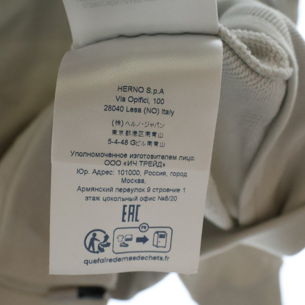 HERNO(ヘルノ) LAMINAR COTTON SWEATER ナイロン切り替え ジップアップフーデッドジャケット グレー JC00012UL 50017