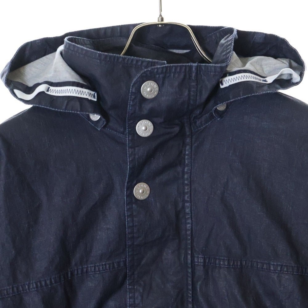 STONE ISLAND(ストーンアイランド) Raw Pleated バッグロゴプリント フーデッド ナイロンジャケット 8015418X1 ネイビー