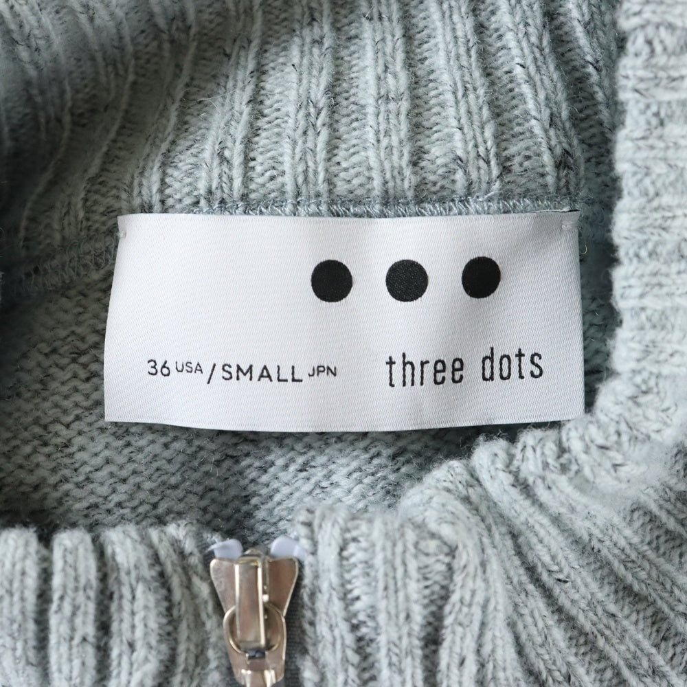 three dots(スリードッツ) ジップアップニット ME711M ブルー