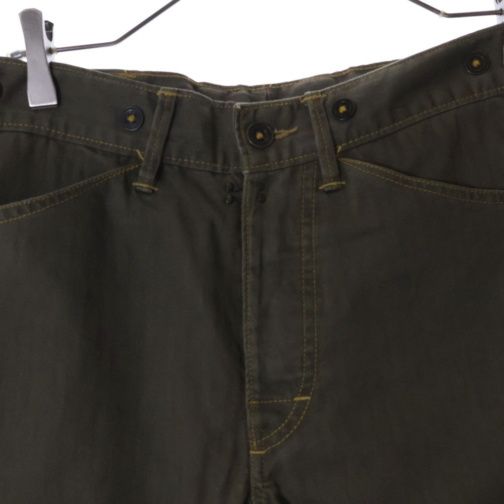 RRL(ダブルアールエル) シンチバック付き ヘリンボーン デニムパンツ カーキ
