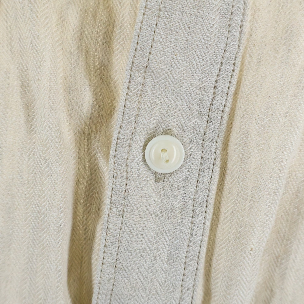 RRL(ダブルアールエル) 長袖リネンシャツ ボタン付き ベージュ
