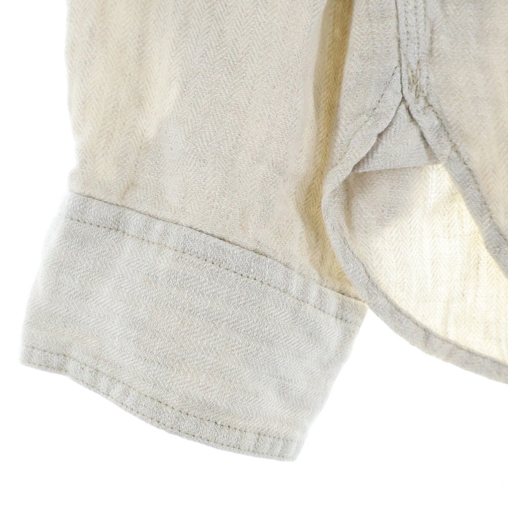 RRL(ダブルアールエル) 長袖リネンシャツ ボタン付き ベージュ