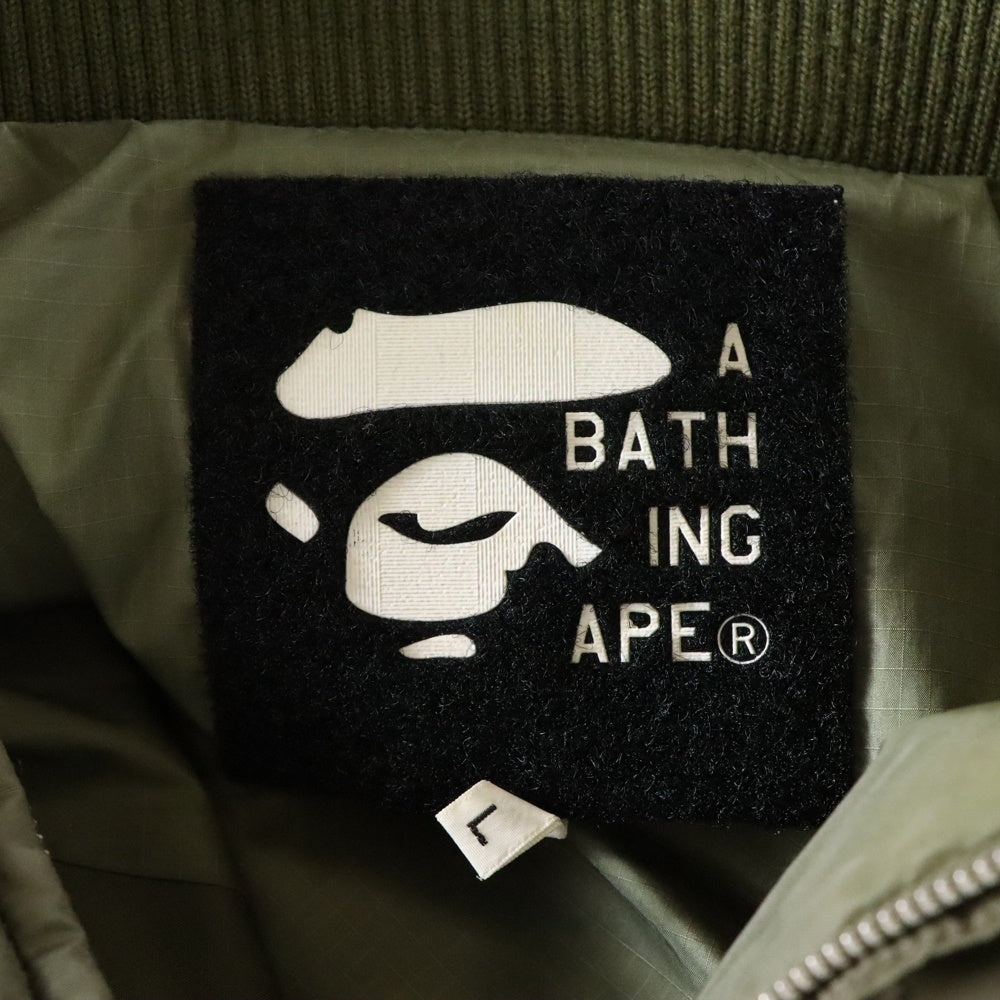 A BATHING APE(アベイシングエイプ) quilting bomber jacket キルティングボンバージャケット カーキ