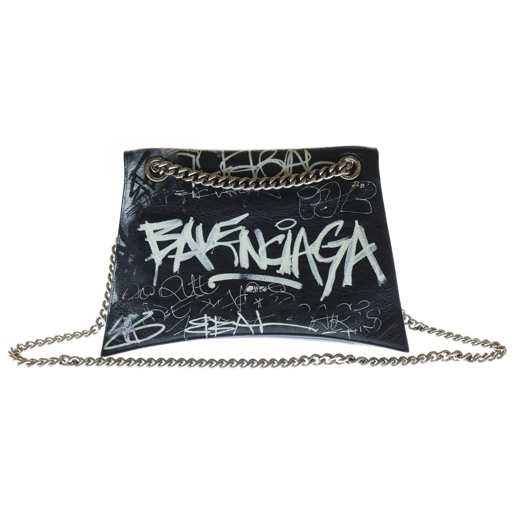 BALENCIAGA(バレンシアガ) グラフィティプリント ラムスキン クラッシュ ショルダーバッグ ブラック/ホワイト 716393