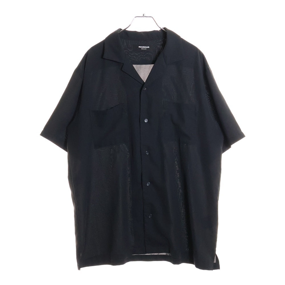 1 PIU 1 UGUALE 3 RELAX(ウノピゥウノウグァーレトレ) バックロゴ アロハ半袖シャツ ブラック USH-23028