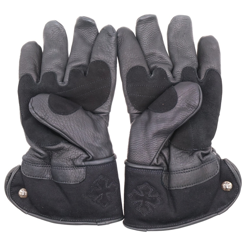 CHROME HEARTS(クロムハーツ) CHプラスパッチ クロスボールボタン 6パッチ レザーグローブ 手袋 ブラック