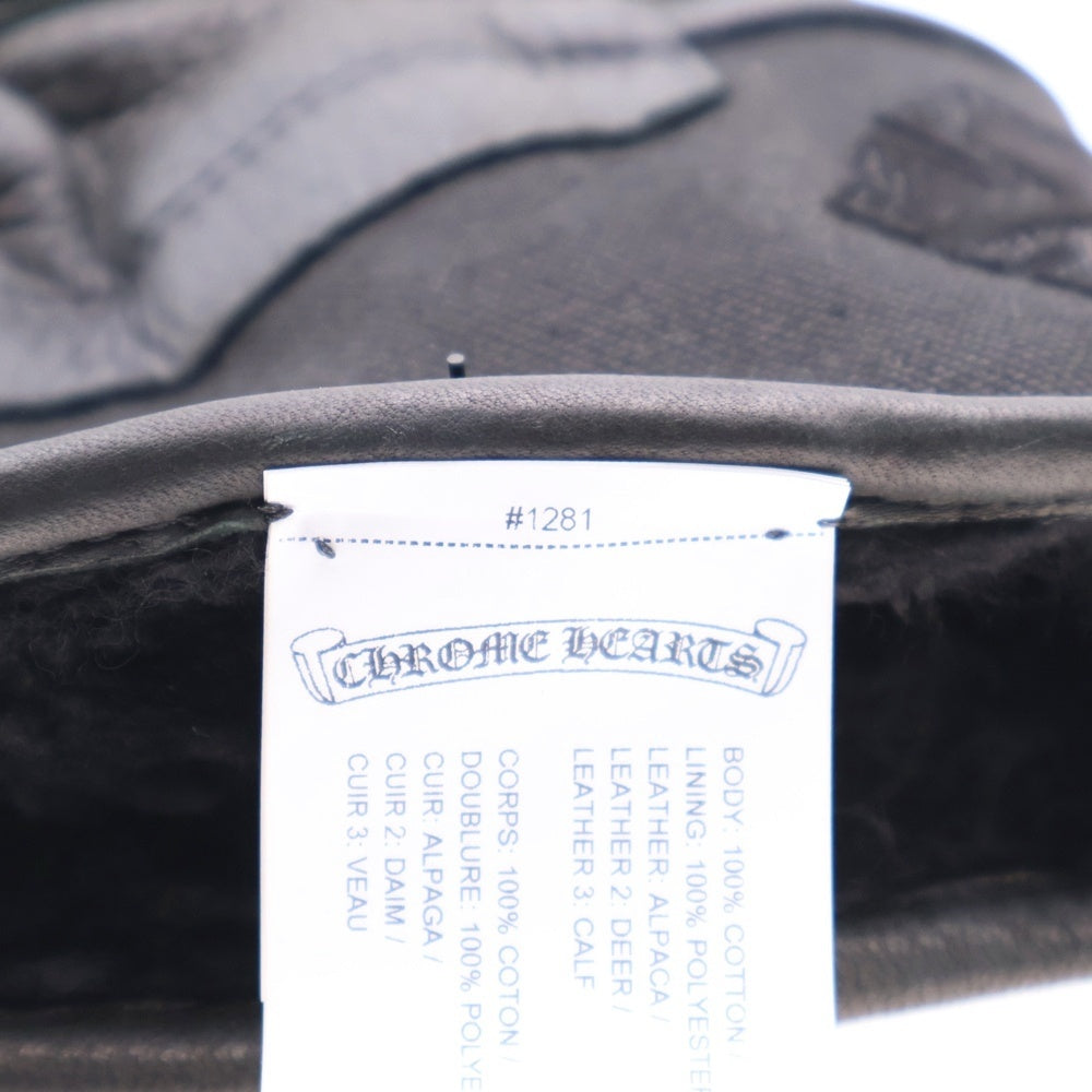 CHROME HEARTS(クロムハーツ) CHプラスパッチ クロスボールボタン 6パッチ レザーグローブ 手袋 ブラック
