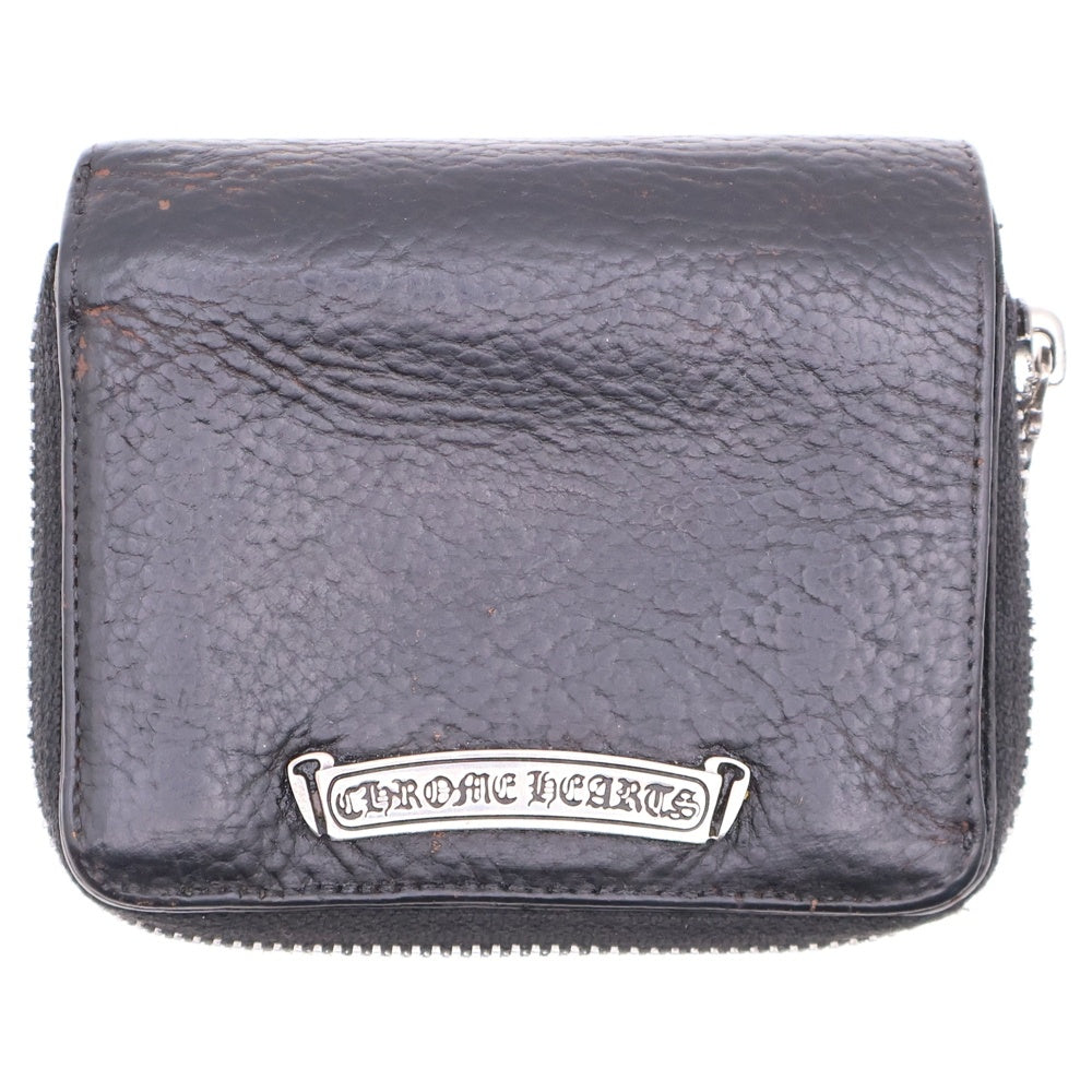 CHROME HEARTS(クロムハーツ) SQ ZIP BILL スクエア ジップ ビル ラウンドジップ レザーウォレット 二つ折り財布 ブラック