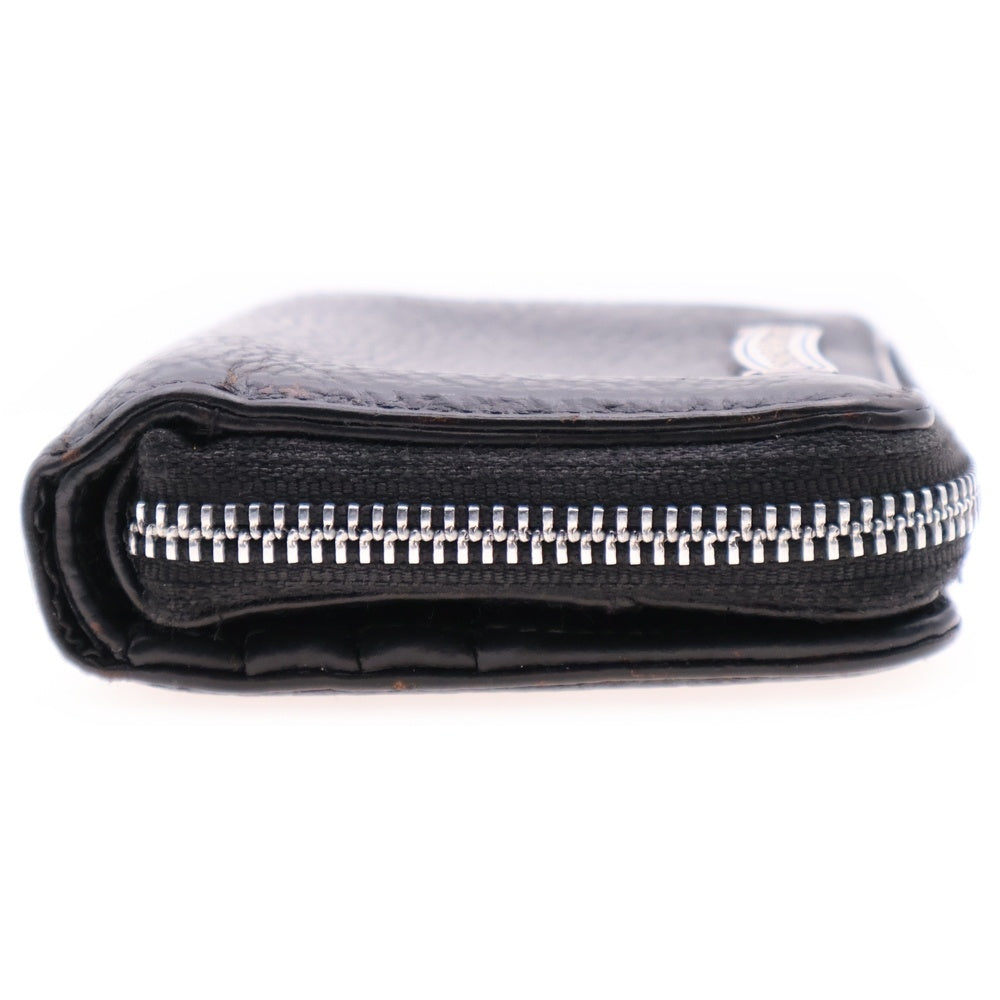 CHROME HEARTS(クロムハーツ) SQ ZIP BILL スクエア ジップ ビル ラウンドジップ レザーウォレット 二つ折り財布 ブラック