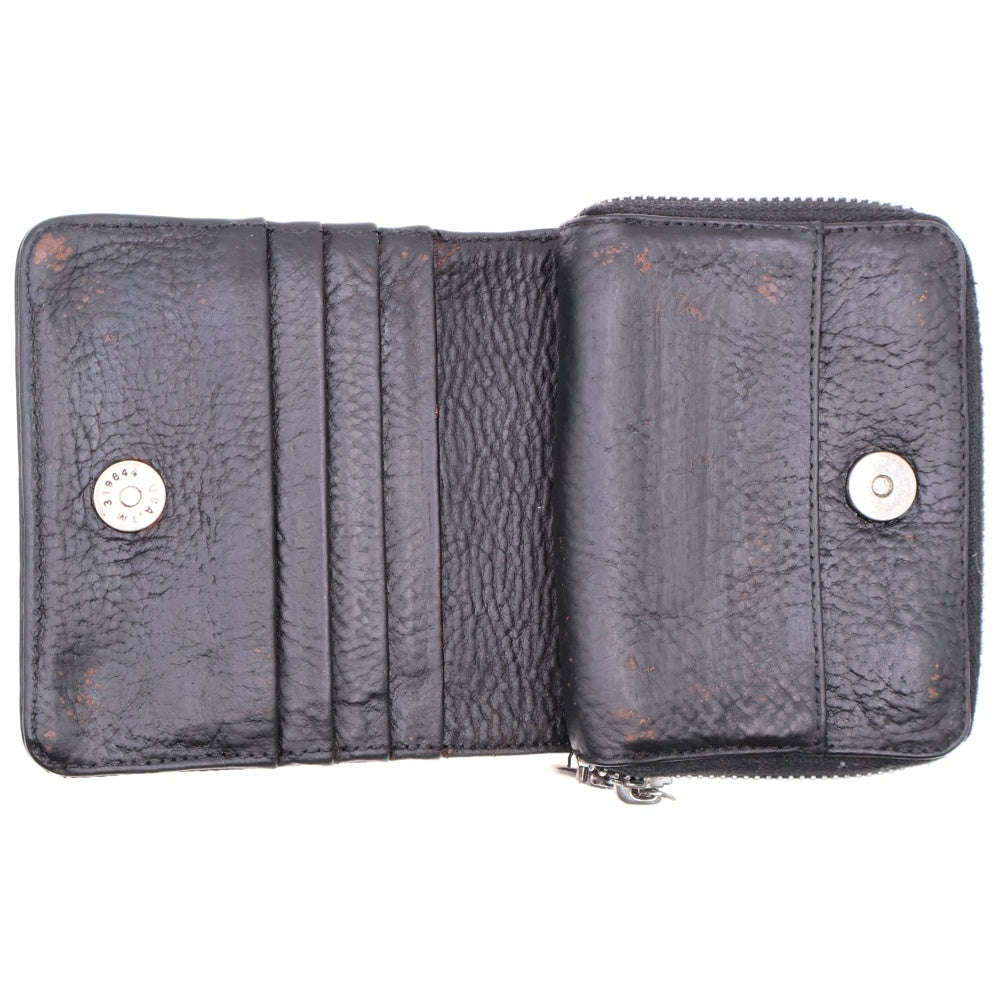 CHROME HEARTS(クロムハーツ) SQ ZIP BILL スクエア ジップ ビル ラウンドジップ レザーウォレット 二つ折り財布 ブラック