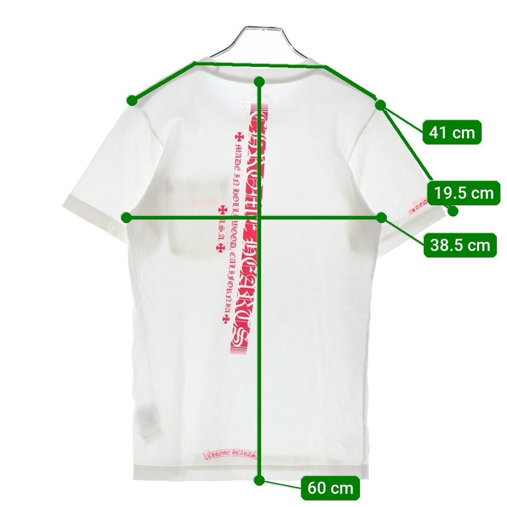 トップス CHROME HEARTS NEON PINK STRIPE LOGO TEE CHROME HEARTS Neon Pink Stripe Logo Tee Print Short Sleeve T