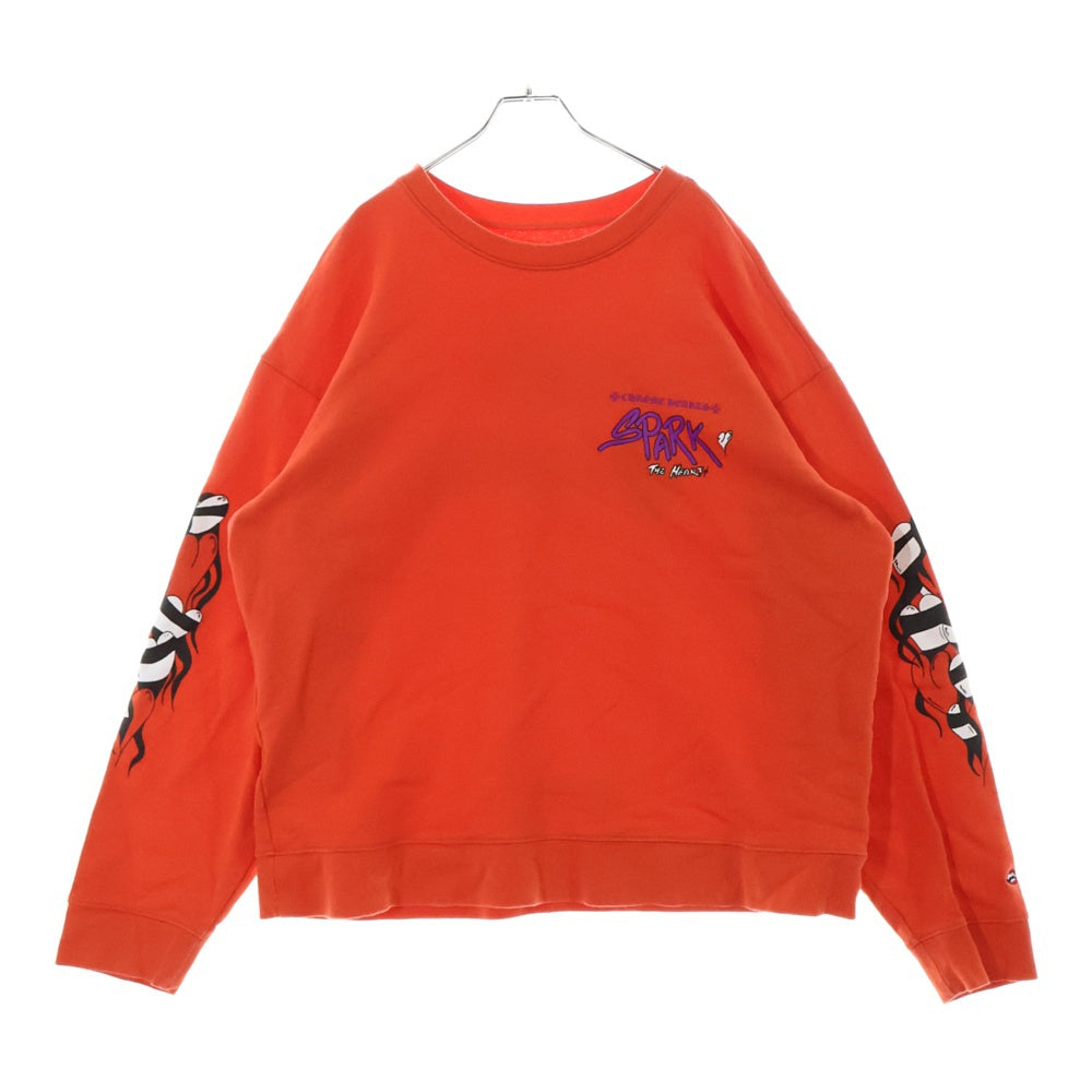 CHROME HEARTS(クロムハーツ) 23SS ×MATTY BOY SPARK THE HEART SWTSHRT マッティボーイ プロスパーク ザ ハート プリント クルーネックスウェットトレーナー レッド