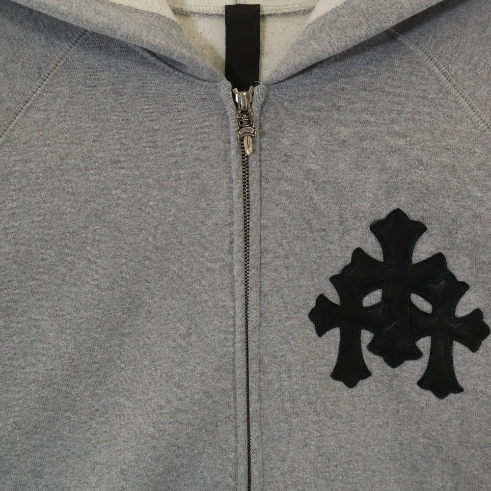 CHROME HEARTS(クロムハーツ) Y NOT クロスパッチ付きジップアップパーカー フーディー グレー
