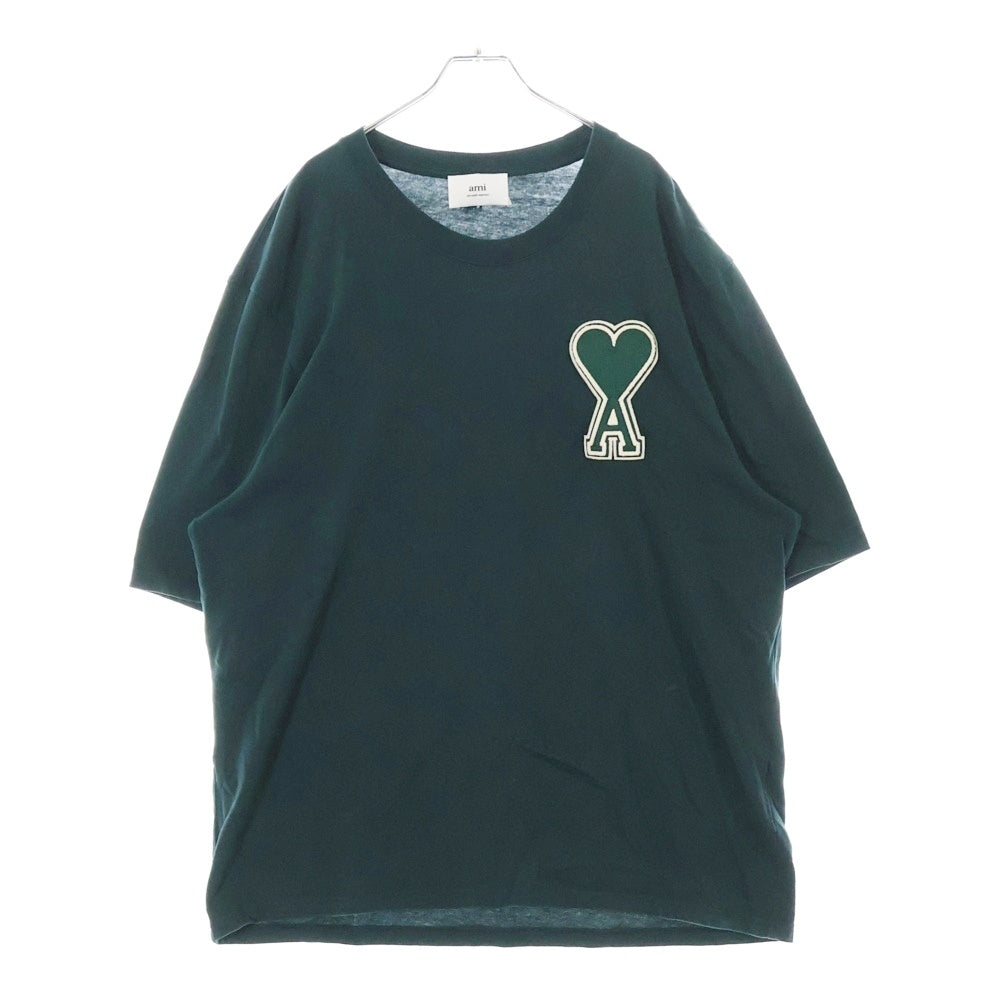 AMI Alexandre Mattiussi(アミアレクサンドルマテュッシ) ハートロゴワッペン クルーネック半袖Tシャツ SPUTS002.726 グリーン
