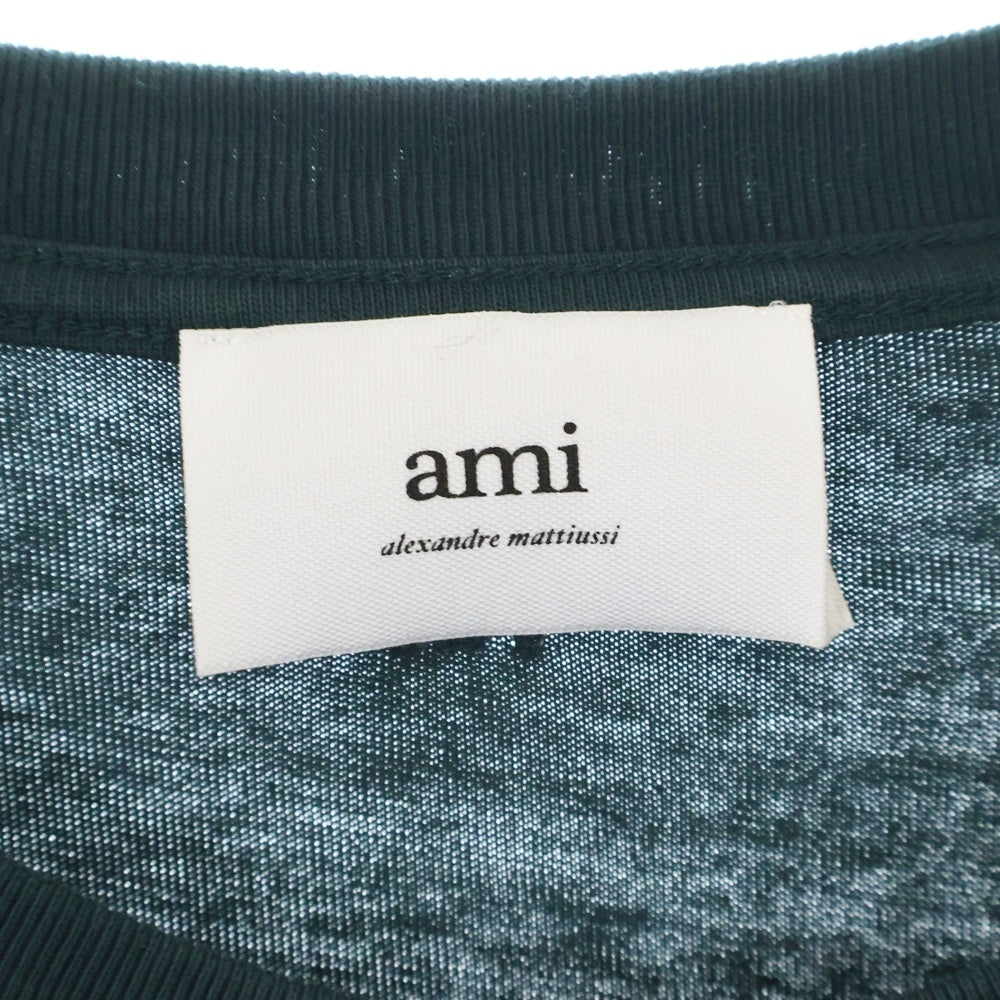 AMI Alexandre Mattiussi(アミアレクサンドルマテュッシ) ハートロゴワッペン クルーネック半袖Tシャツ SPUTS002.726 グリーン
