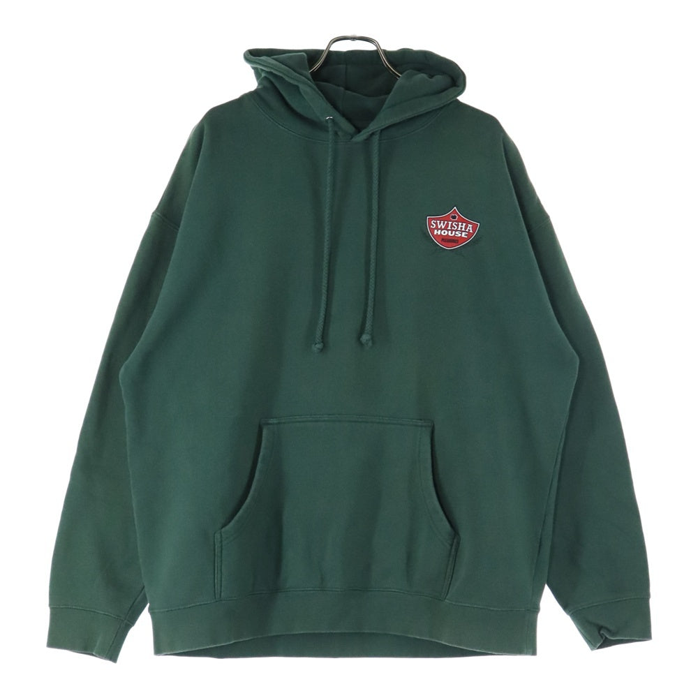 PLEASURES(プレジャーズ) SWISHA HOUSE ロゴプリント フーディプルオーバーパーカー IND4000C グリーン