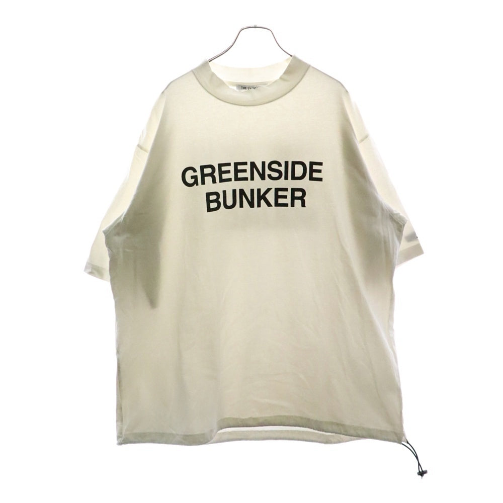 NO BRAND(ノーブランド) THE SWINGGGR ドローコード フリントプリント クルーネック半袖Tシャツ ホワイト