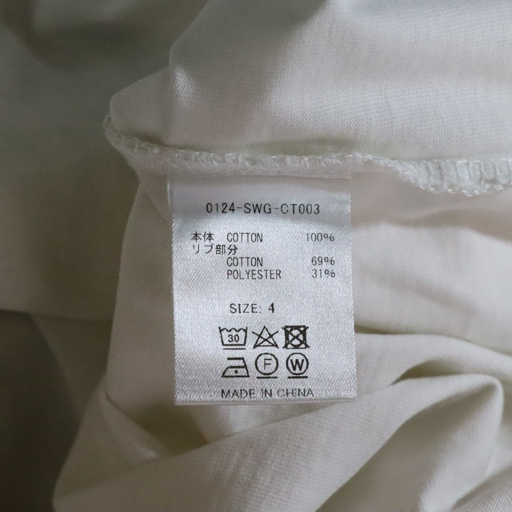 NO BRAND(ノーブランド) THE SWINGGGR ドローコード フリントプリント クルーネック半袖Tシャツ ホワイト