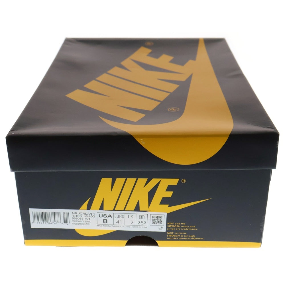 NIKE(ナイキ) AIR JORDAN1 RETRO HIGH OG POLLEN エアジョーダン 1 レトロ パラン ハイカットスニーカー ブラック/イエロー US8/26cm 555088-701