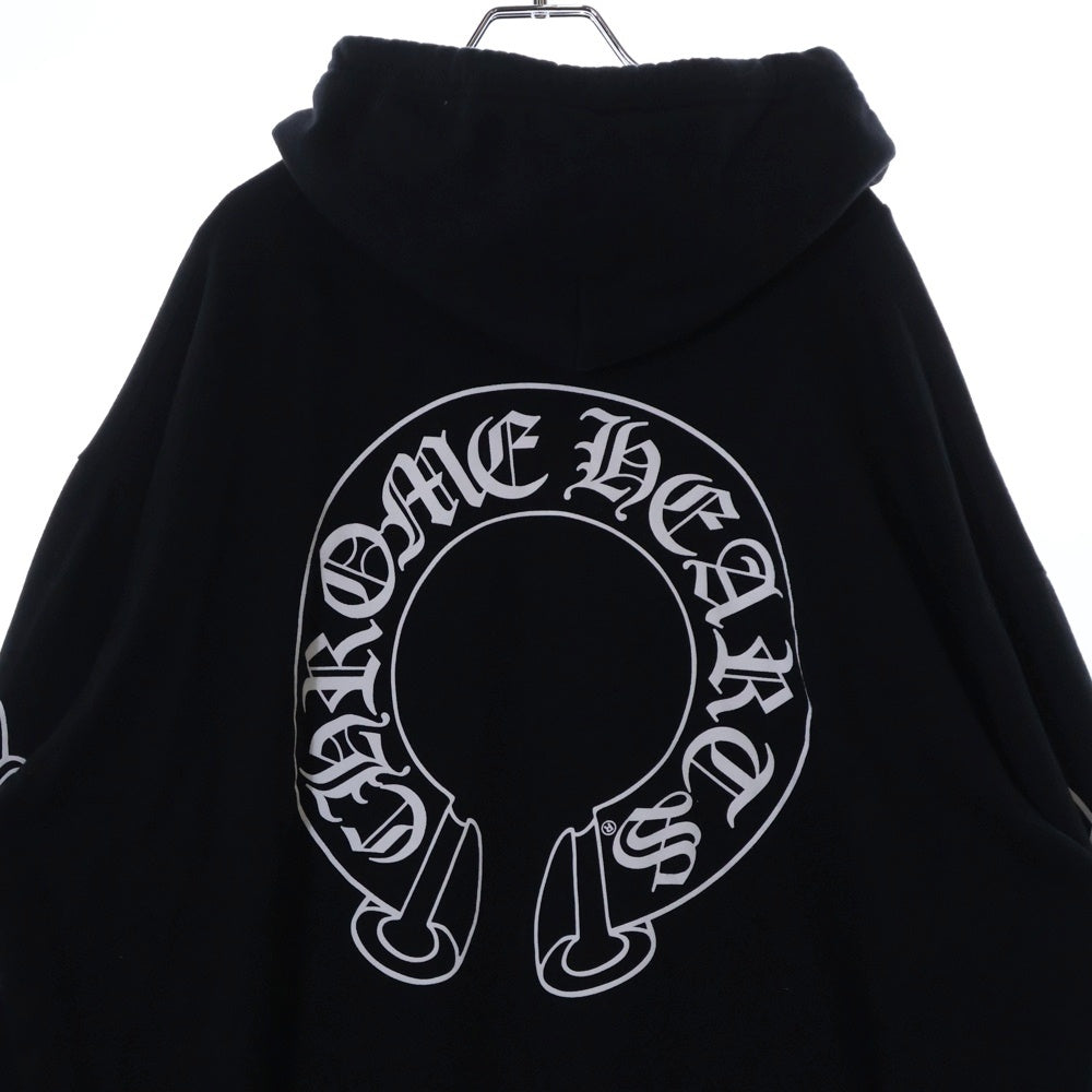 CHROME HEARTS(クロムハーツ) SWTSHRT PLVR プルオーバーパーカー 袖フローラルホースシュープリント スウェットプルオーバーパーカー ブラック/シルバー
