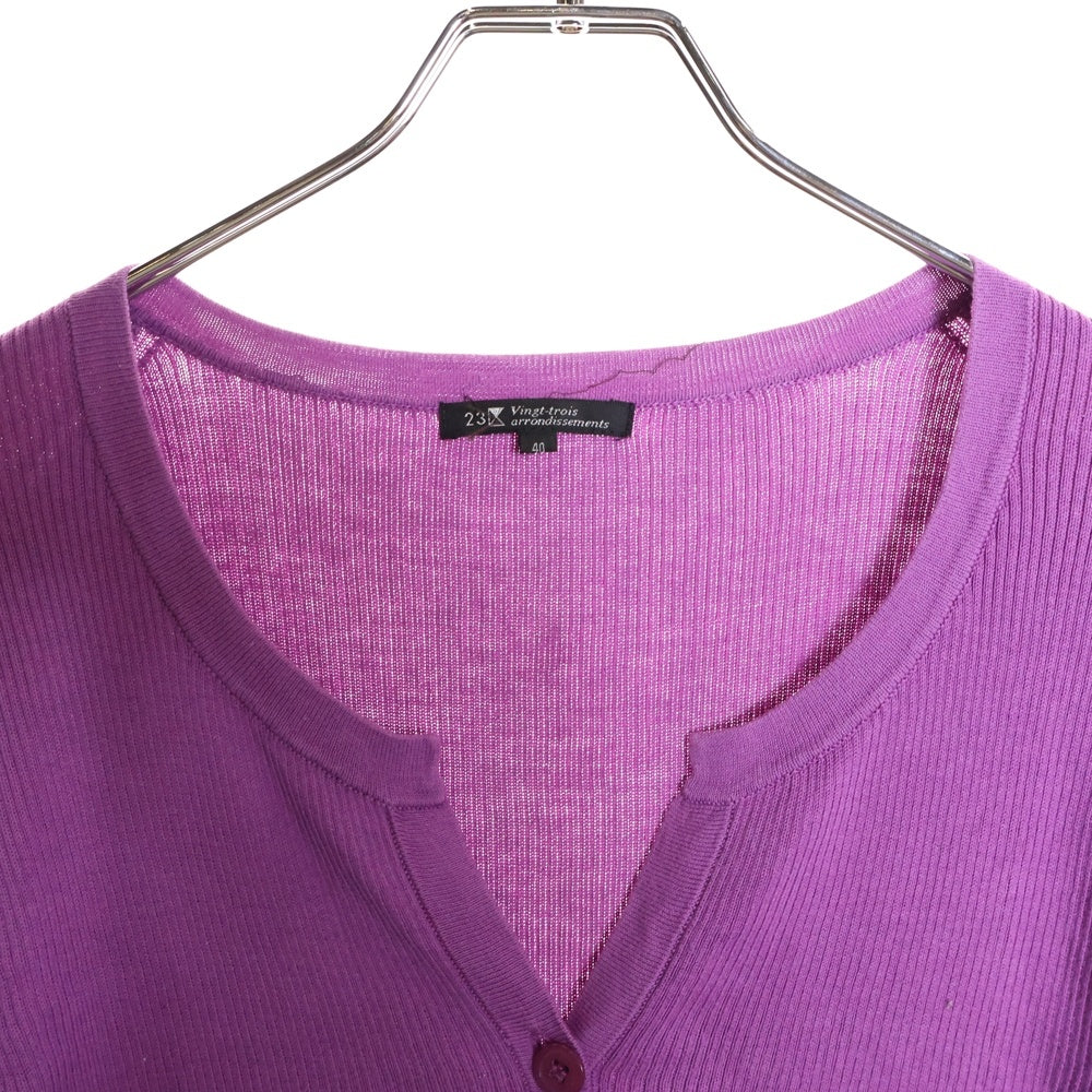 NO BRAND(ノーブランド) 3ボタン カーディガンシャツ パープル レディース