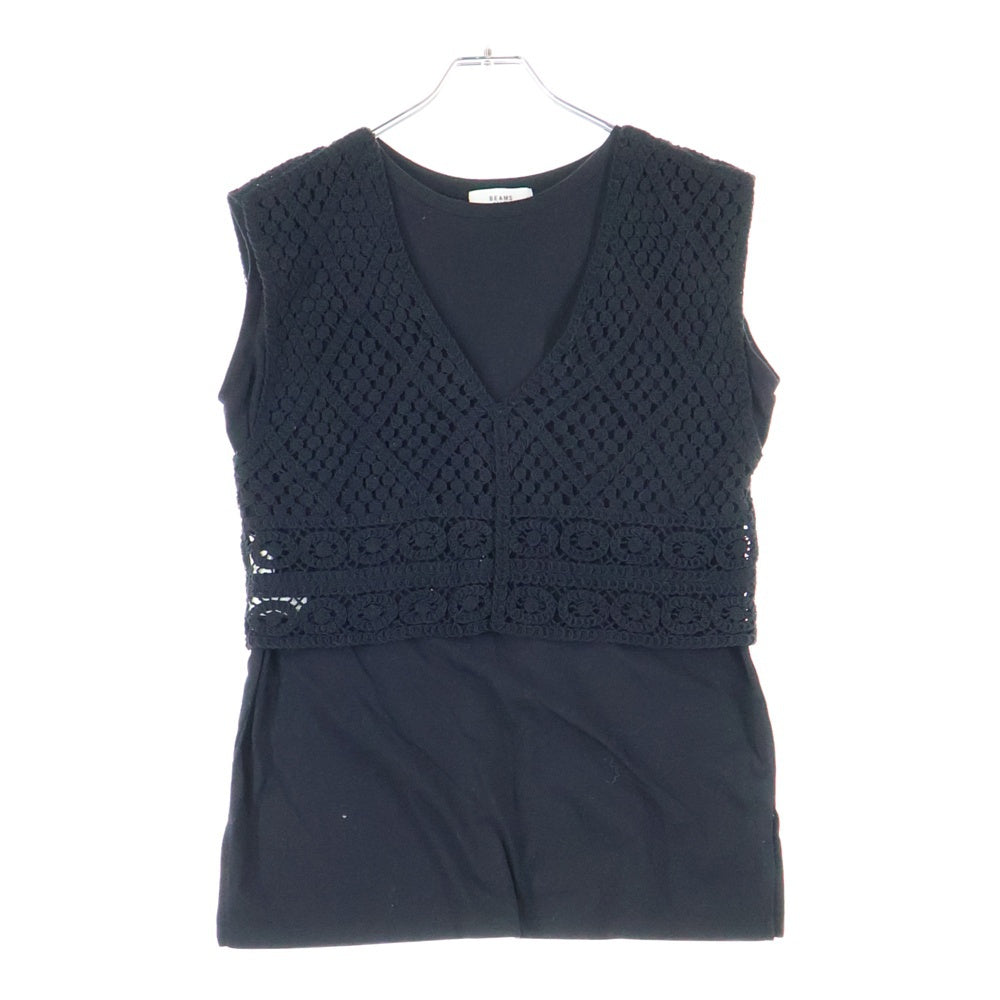 BEAMS HEART(ビームス ハート) 22SS レース編み ベスト ワンピース スカート ブラック レディース 43-04-0001-92