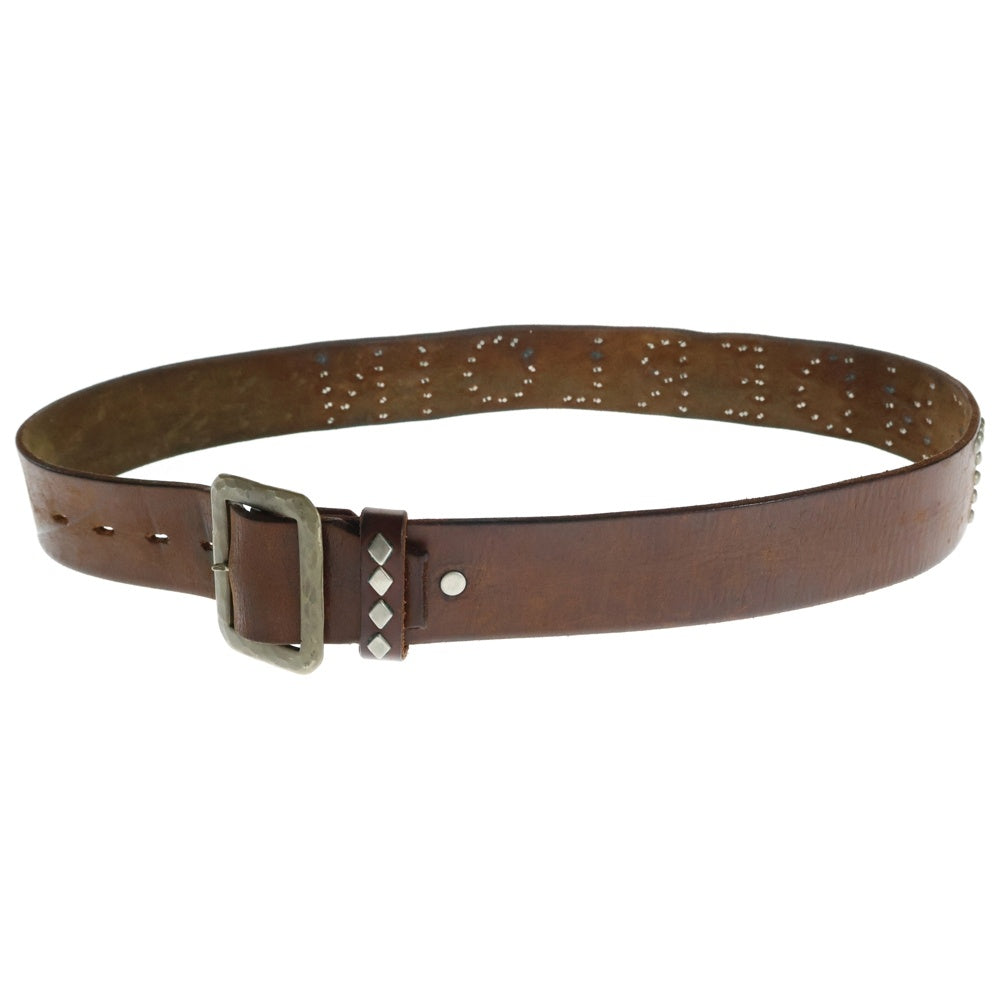 TENDERLOIN(テンダーロイン) ×HTC T-STUDS BELT スタッズ レザーベルト ブラウン