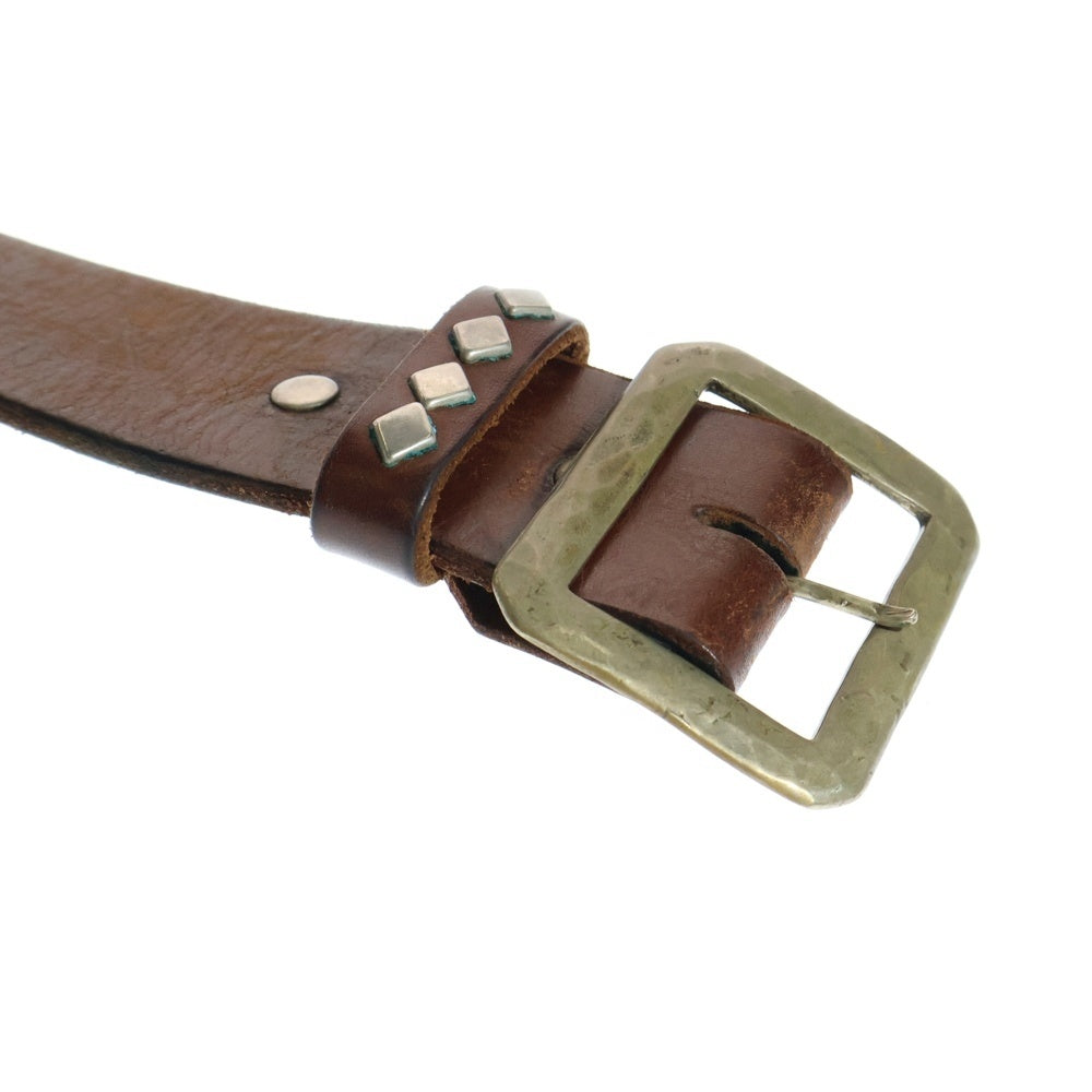TENDERLOIN(テンダーロイン) ×HTC T-STUDS BELT スタッズ レザーベルト ブラウン