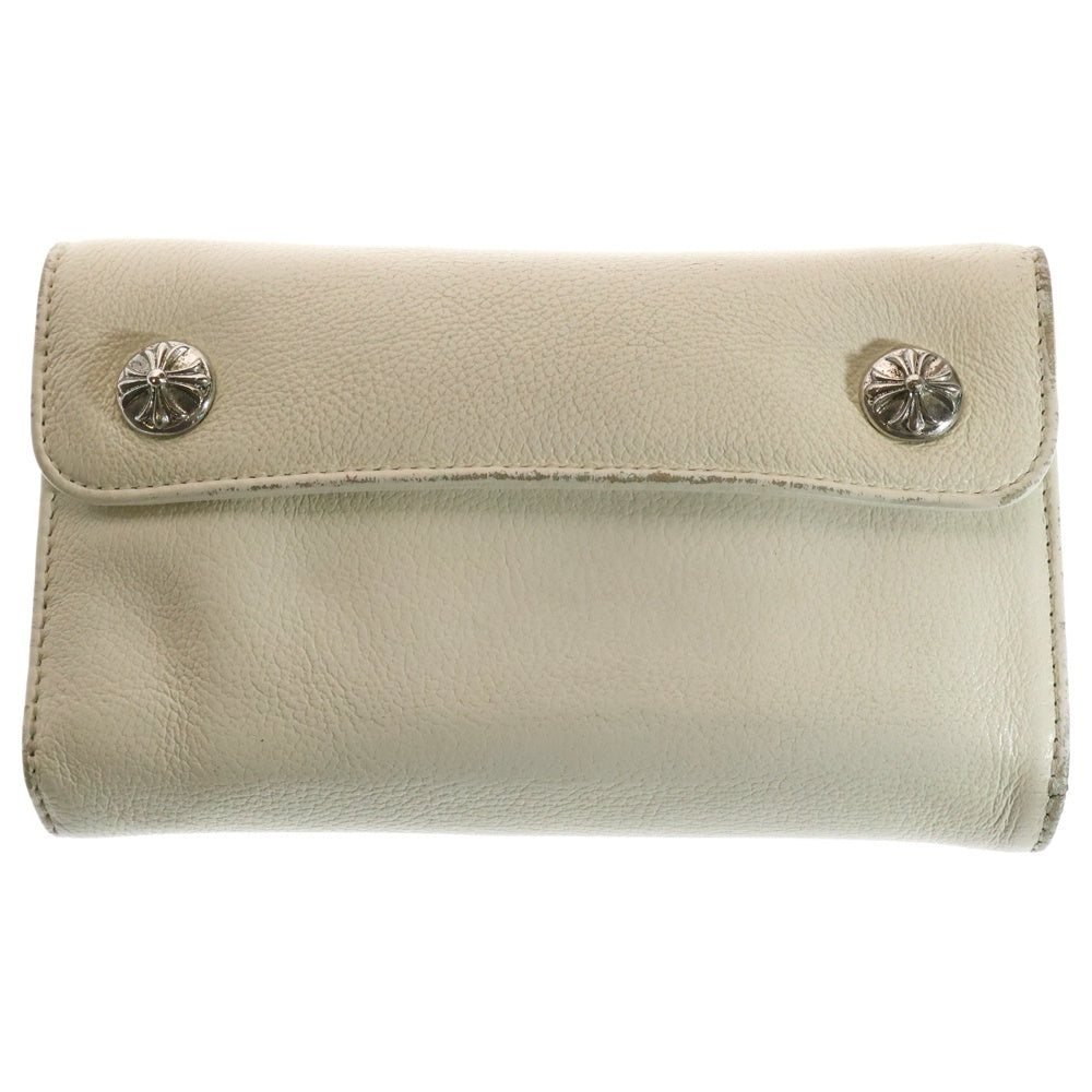 CHROME HEARTS(クロムハーツ) WAVE ウェーブ レザーウォレット 財布 ホワイト/シルバー