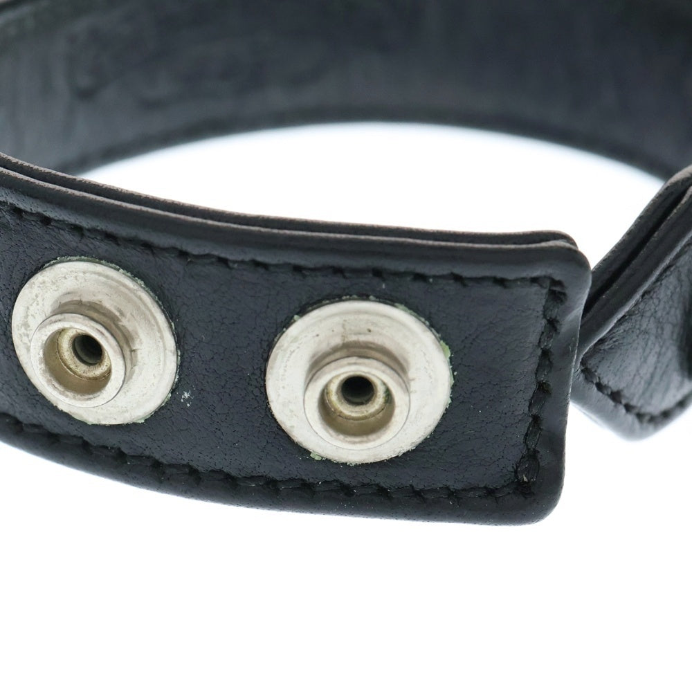 CHROME HEARTS(クロムハーツ) 3BTN 2SNP クロスボール 3ボタン2スナップ レザーブレスレット ブラック/シルバー BCA123