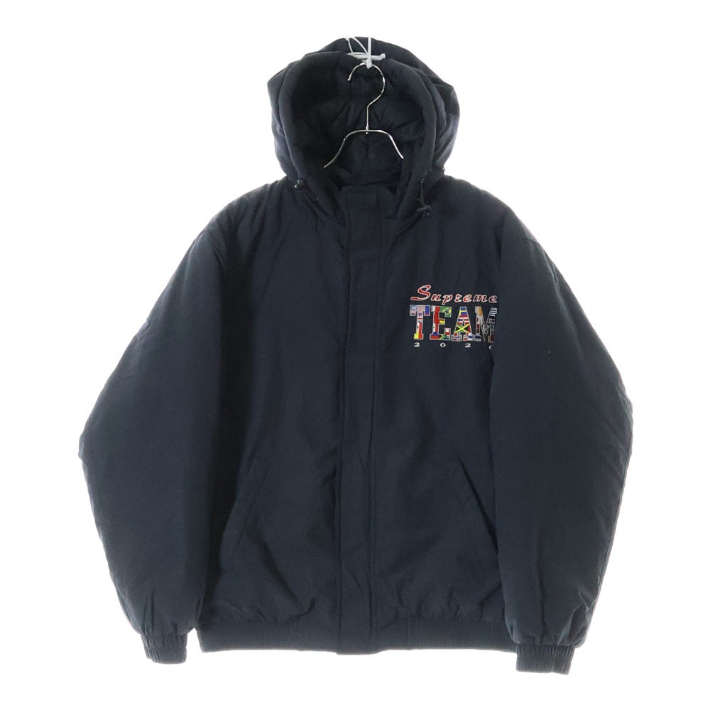 SUPREME(シュプリーム) 20SS TEAM PUFFY JYACKET ロゴ刺繍 ジップアップ ダウンジャケット ブラック