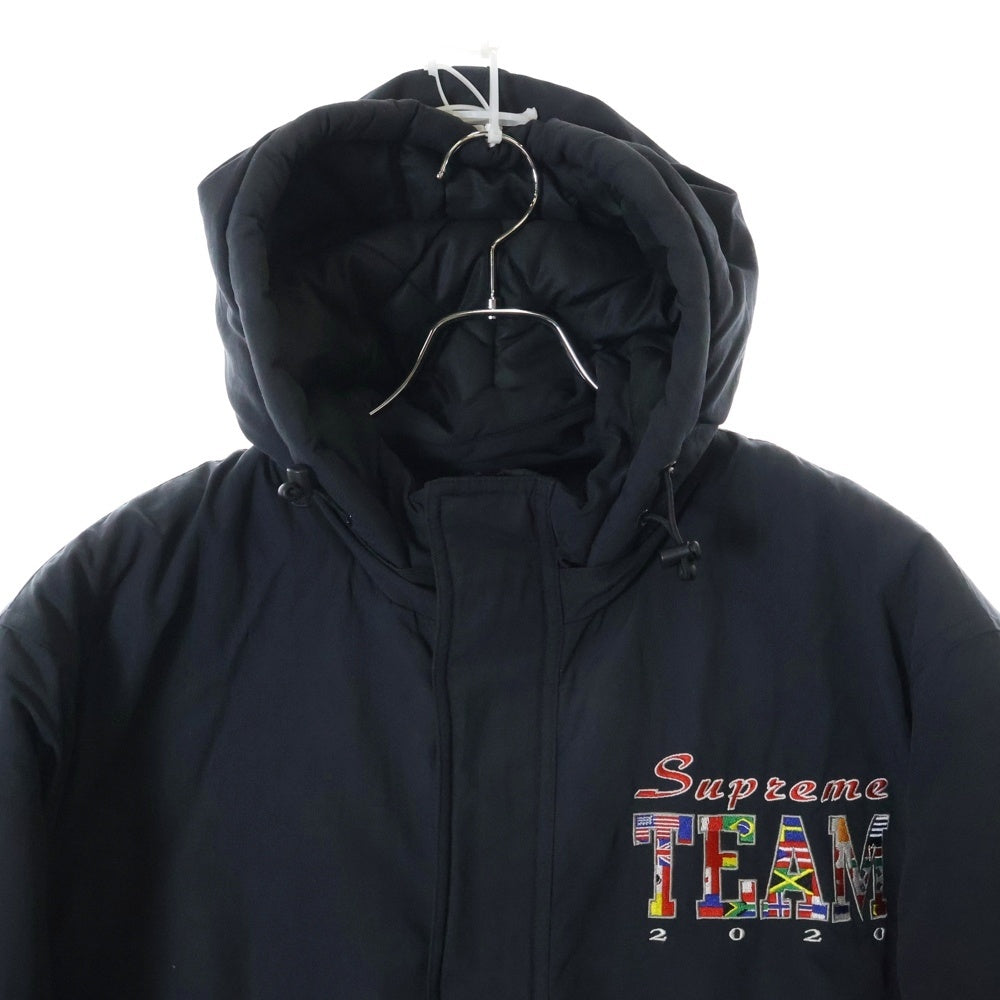 SUPREME(シュプリーム) 20SS TEAM PUFFY JYACKET ロゴ刺繍 ジップアップ ダウンジャケット ブラック