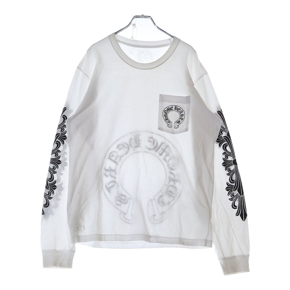 CHROME HEARTS(クロムハーツ) Floral Horseshoe L/S Tee フローラルホースシュー長袖Tシャツ カットソー ホワイト