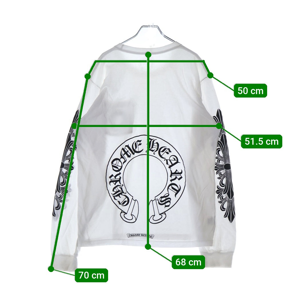 CHROME HEARTS(クロムハーツ) Floral Horseshoe L/S Tee フローラルホースシュー長袖Tシャツ カットソー ホワイト