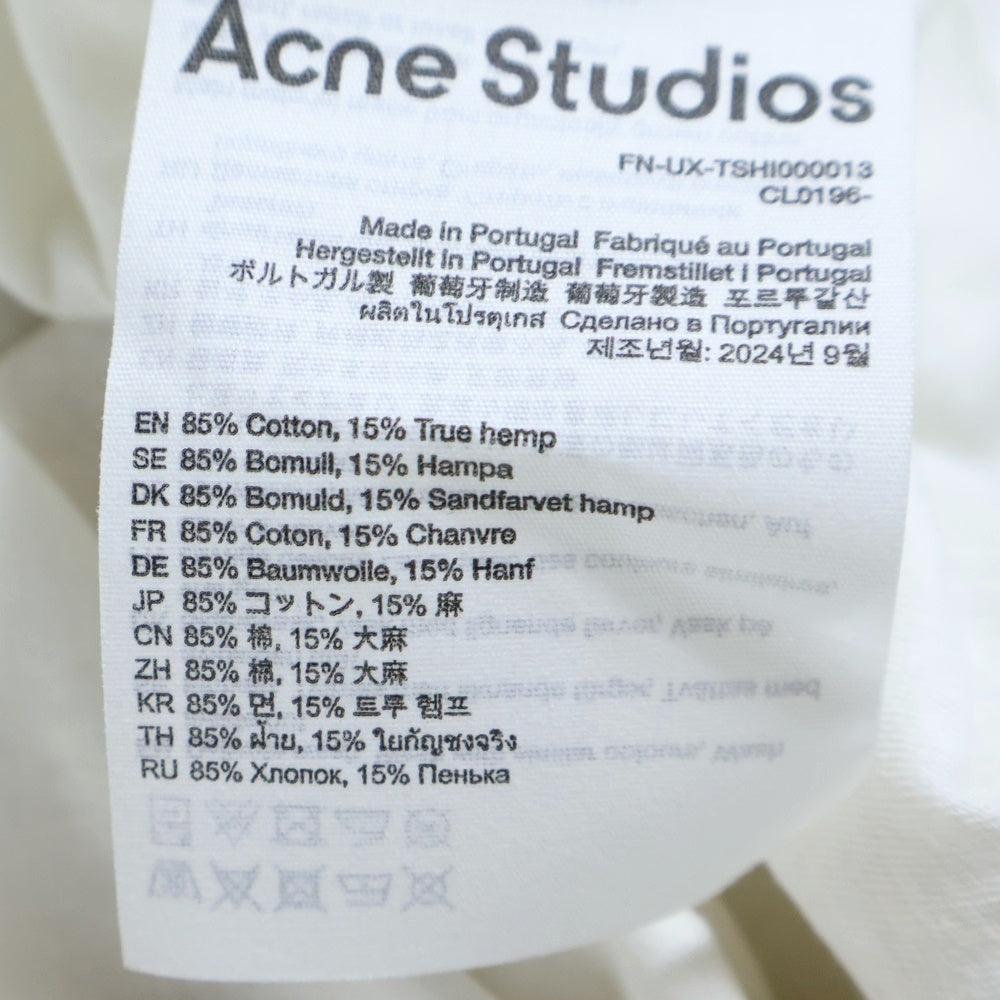 Acne Studios(アクネ ストゥディオズ) LOGO T-SHIRTS Fraded Black スタンプロゴ ダメージ加工 半袖Tシャツカットソー ホワイト TSHI000013