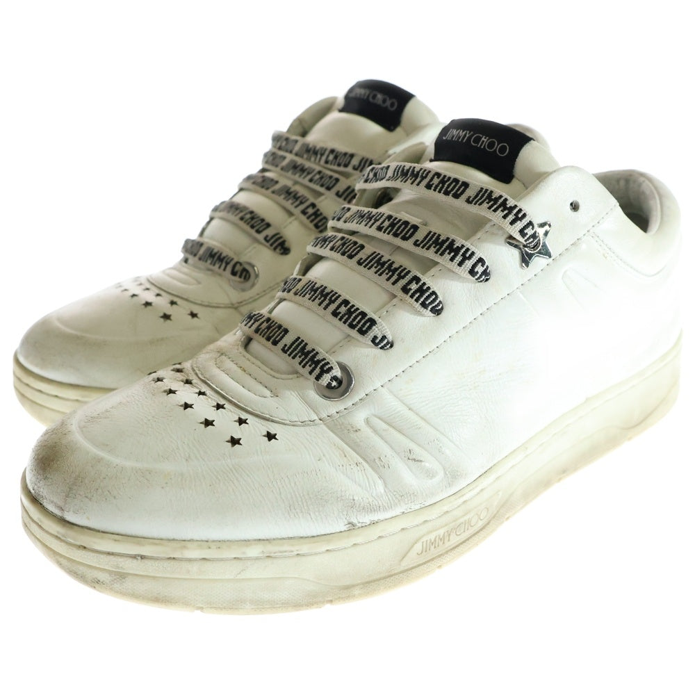 JIMMY CHOO(ジミーチュウ) ログシューレース レザー ローカットスニーカー ホワイト