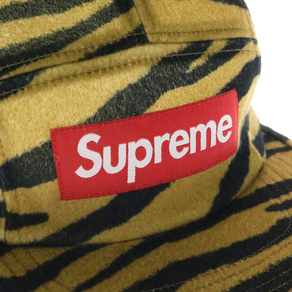 SUPREME(シュプリーム) 19AW Loro Piana Camp Cap ロロピアーナ タイガーストライプ柄 ボックスロゴ ウール キャンプキャップ ブラウン
