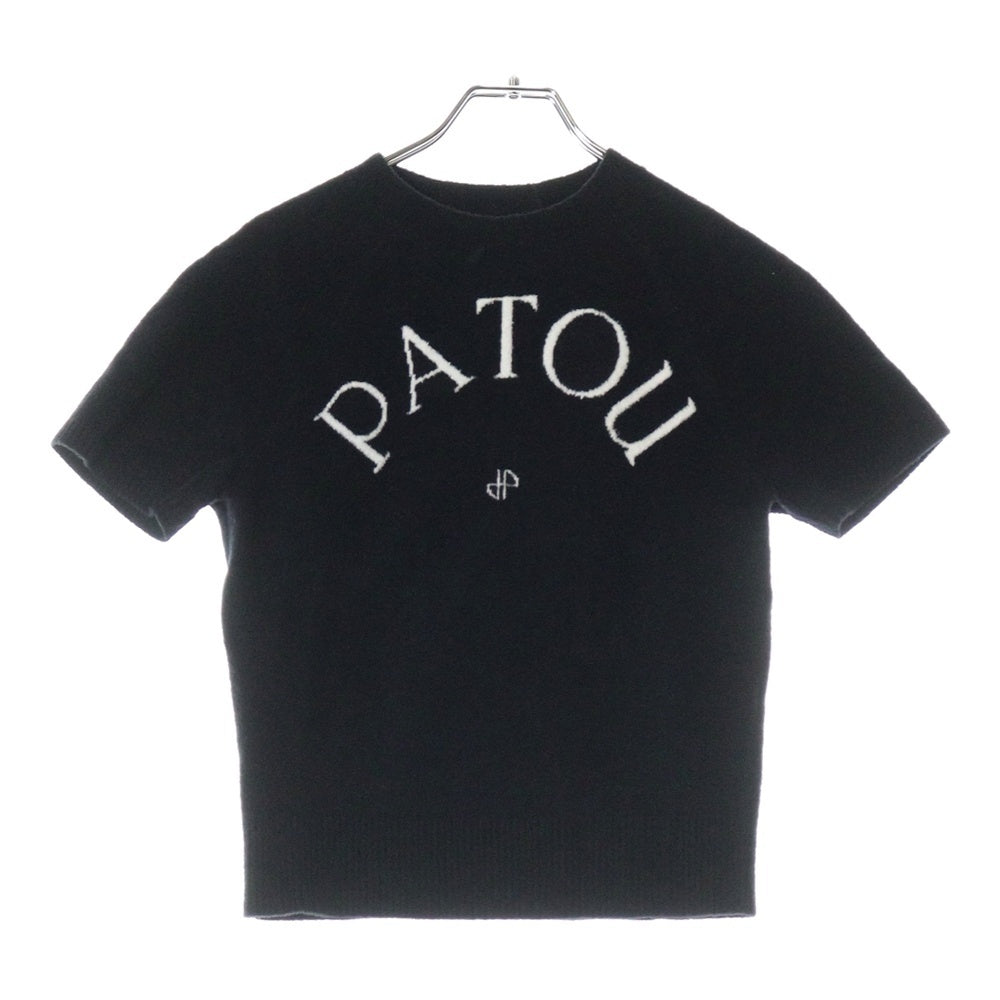 PATOU(パトゥー) パイル生地 ロゴプリント クルーネック半袖ミニTシャツ KN1568068999B ブラック レディース