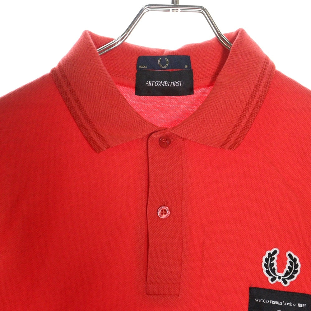 FRED PERRY(フレッドペリー) ×ART COMES FIRST Taped Pique Polo アートカムズファースト 半袖ポロシャツ カットソー SM5121 レッド