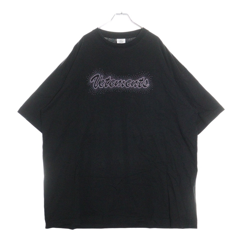 VETEMENTS(ヴェトモン) 20SS ロゴスタッズ クルーネック半袖Tシャツカットソー SS20TR420 ブラック