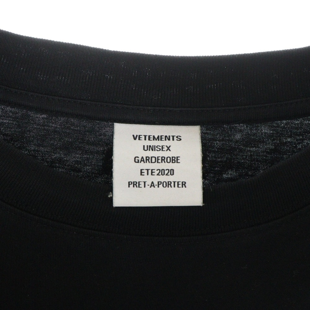 VETEMENTS(ヴェトモン) 20SS ロゴスタッズ クルーネック半袖Tシャツカットソー SS20TR420 ブラック