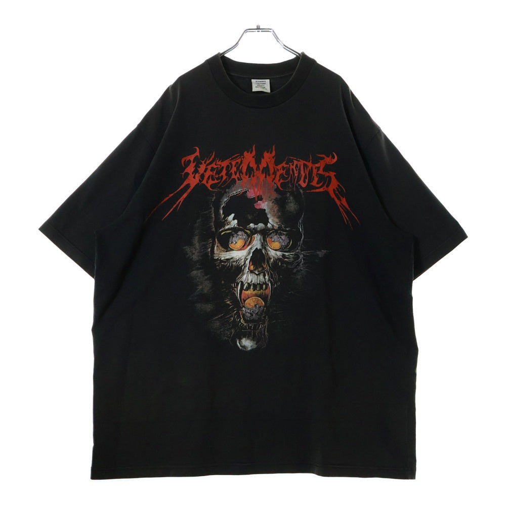 VETEMENTS(ヴェトモン) 17AW OVERSIZED HEAVY METAL PRINT TEE MAH18TR34 オーバーサイズヘビーメタルスカルプリント クルーネック半袖カットソー ブラック
