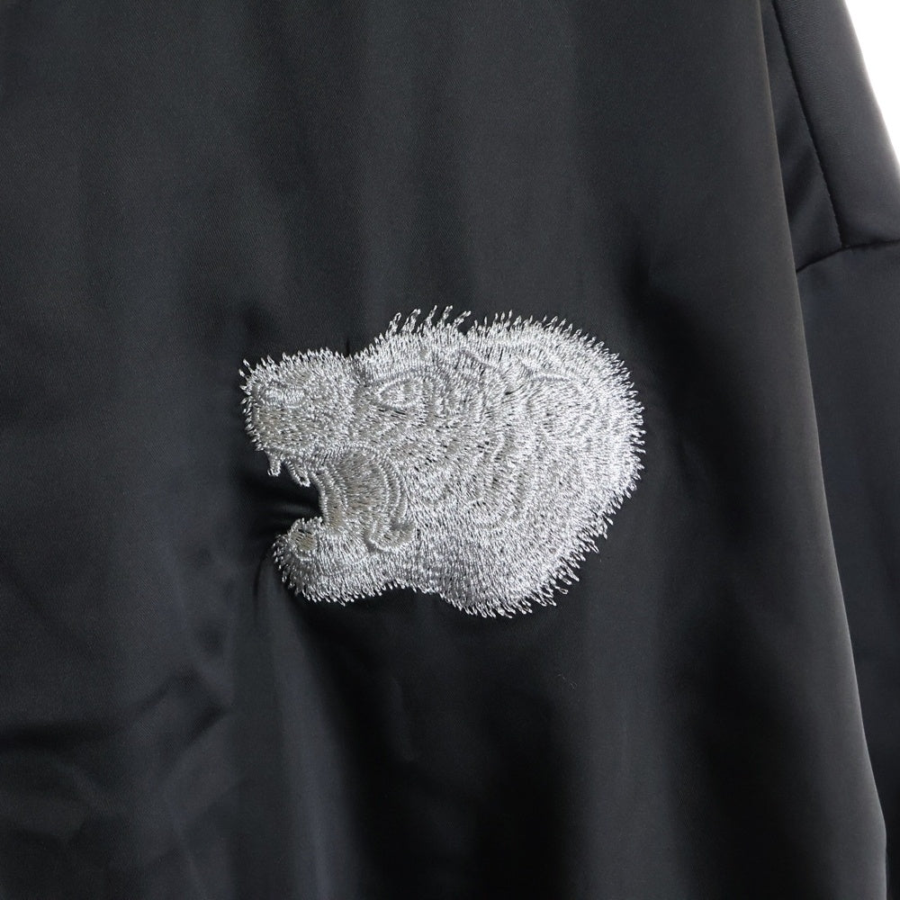 NO BRAND(ノーブランド) RINGS タイガー刺繍 オープンカラーシャツ 半袖シャツ ブラック