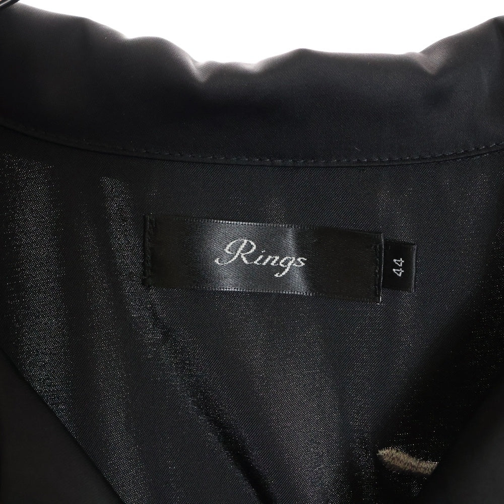 NO BRAND(ノーブランド) RINGS タイガー刺繍 オープンカラーシャツ 半袖シャツ ブラック